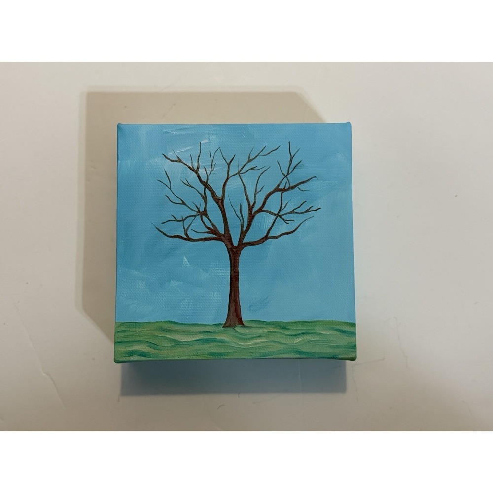 Tree - Original Painting on Canvas Art Square‎ 6x6 Nature close one of a kind